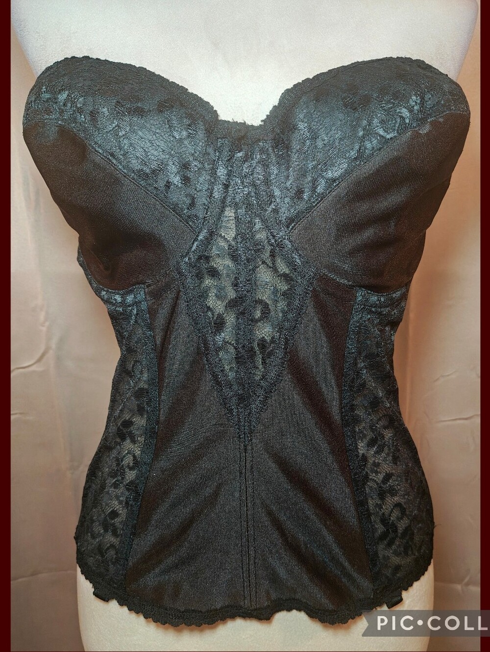 🔥Vtg Carnival Lace Full Coverage Full Figure Support Merry Widow Corset Top🔥